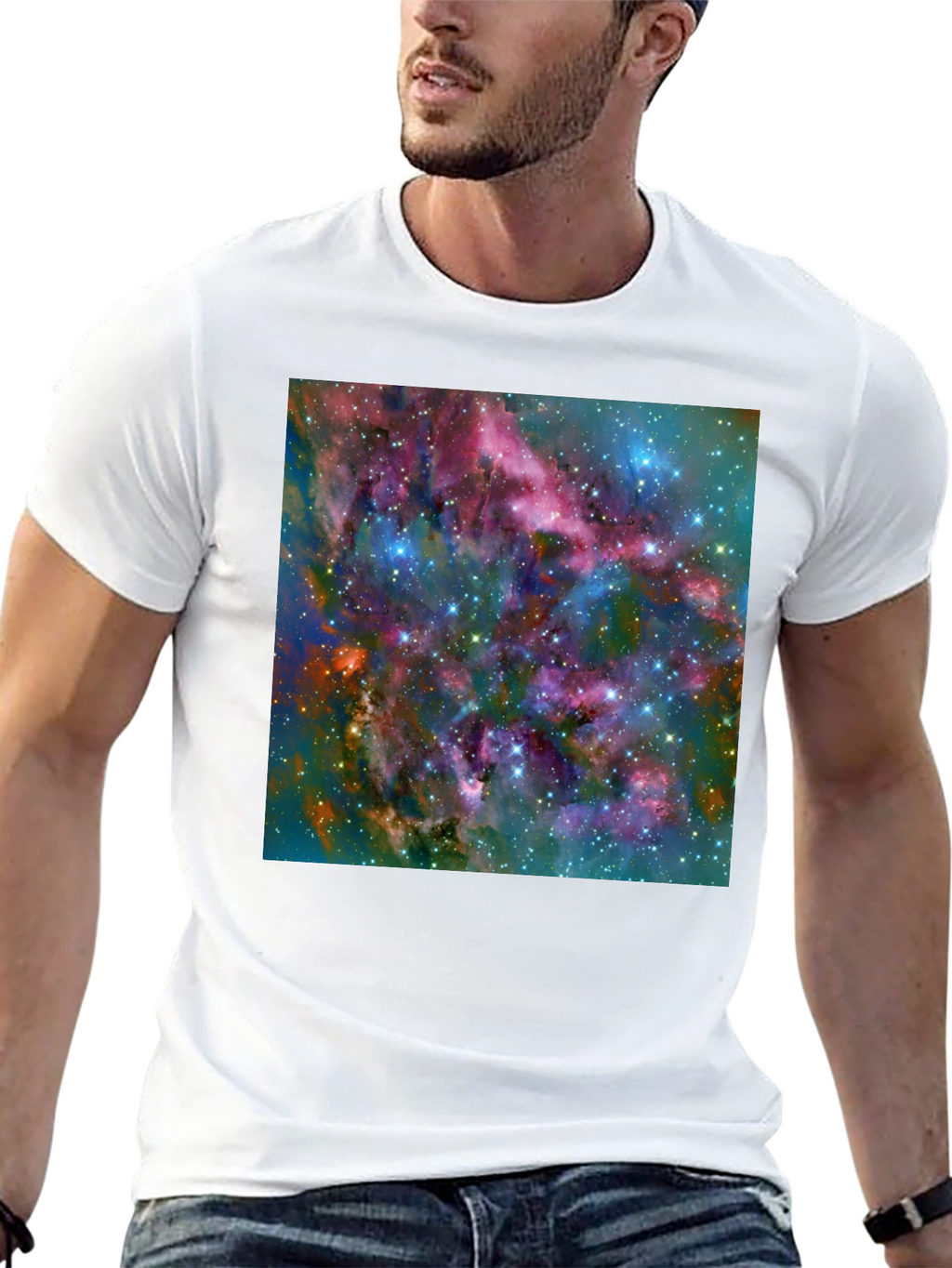 Nebula Space Print Black T-Shirt