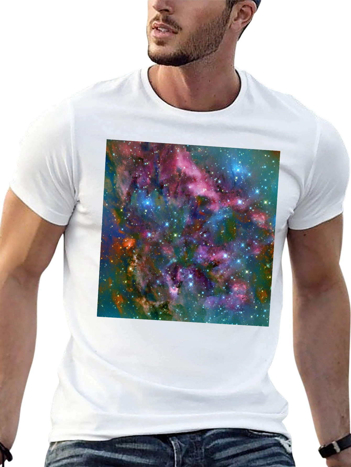 Nebula Space Print Black T-Shirt