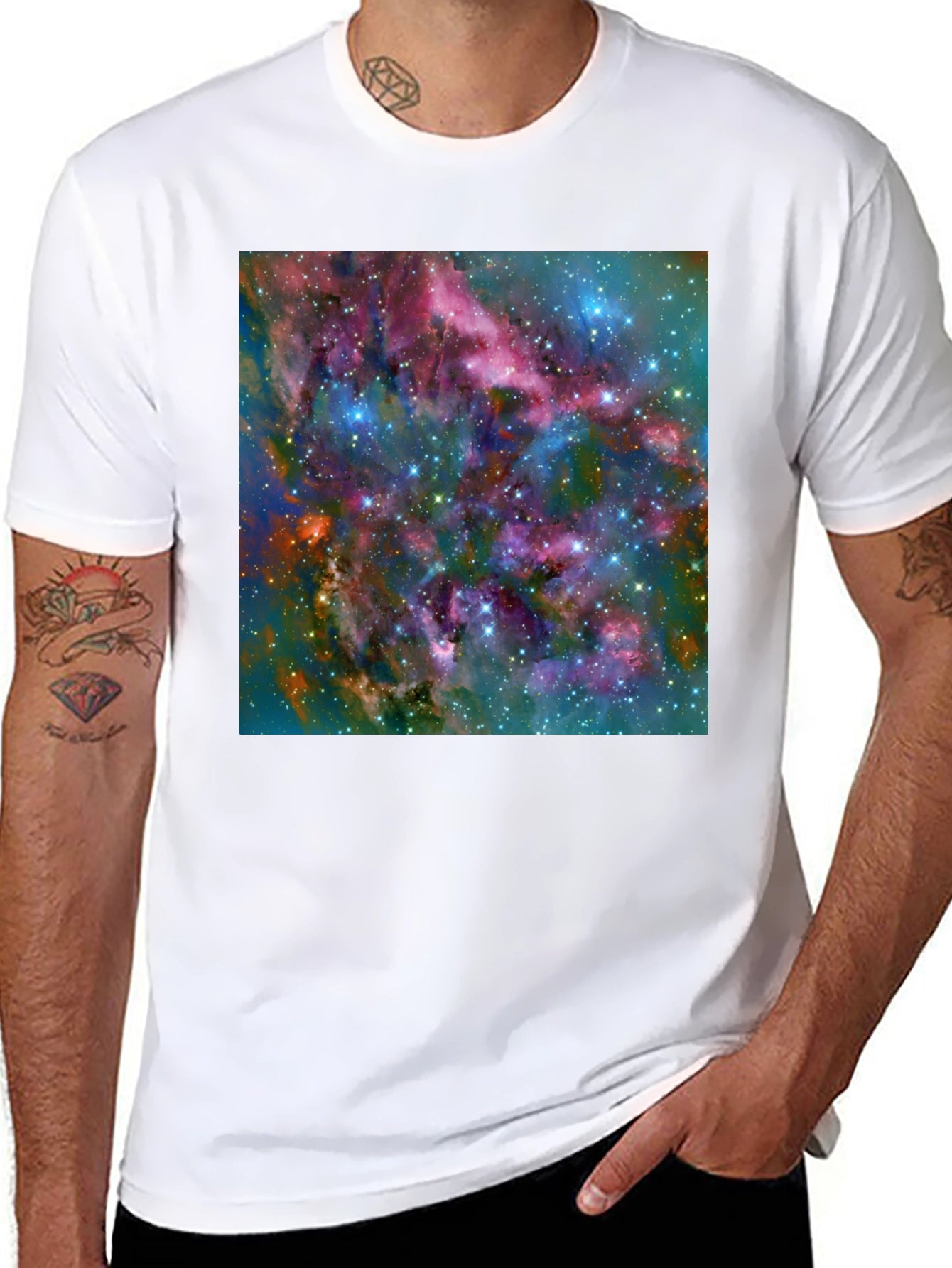Nebula Space Print Black T-Shirt