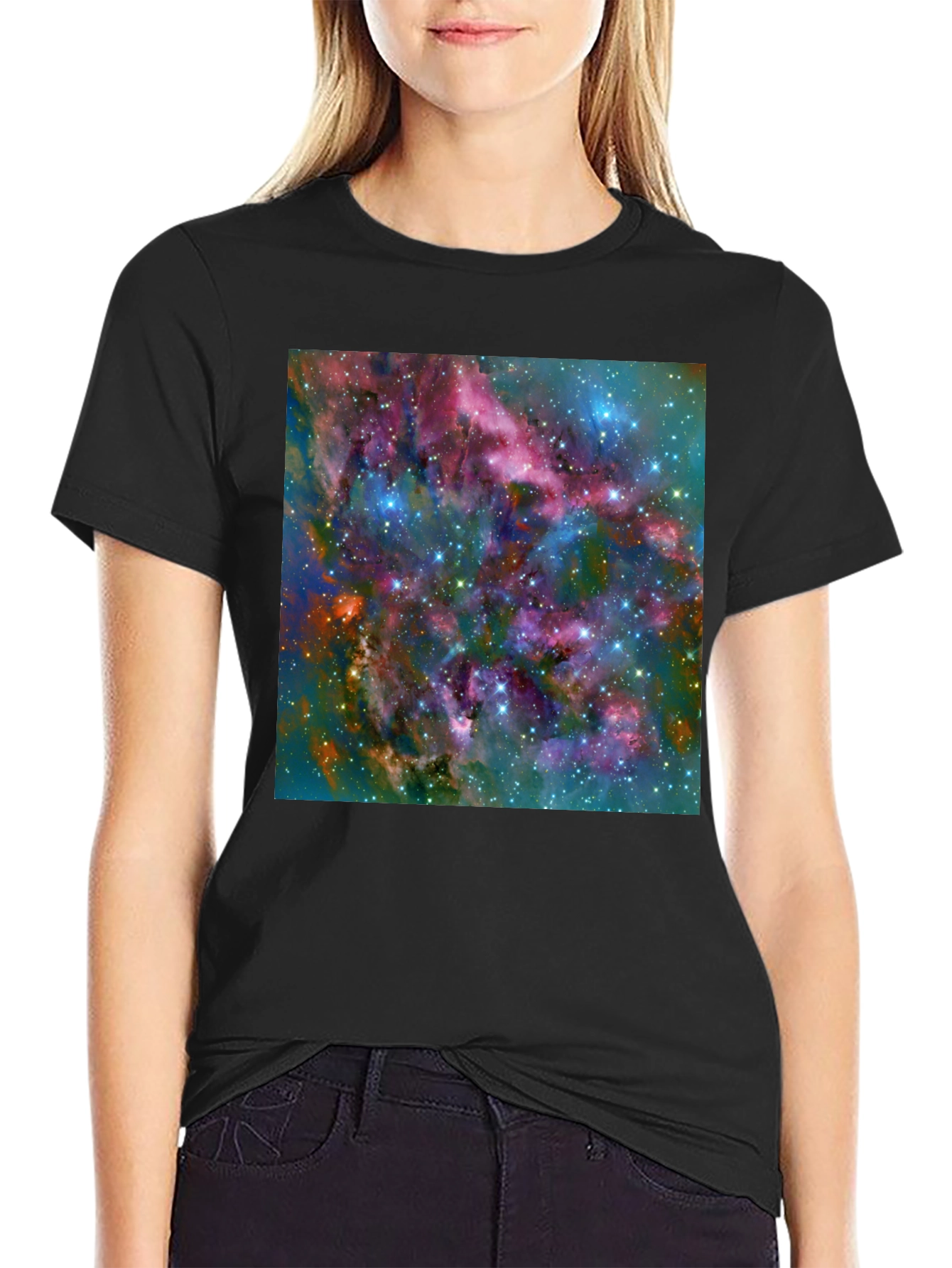Nebula Space Print Black T-Shirt