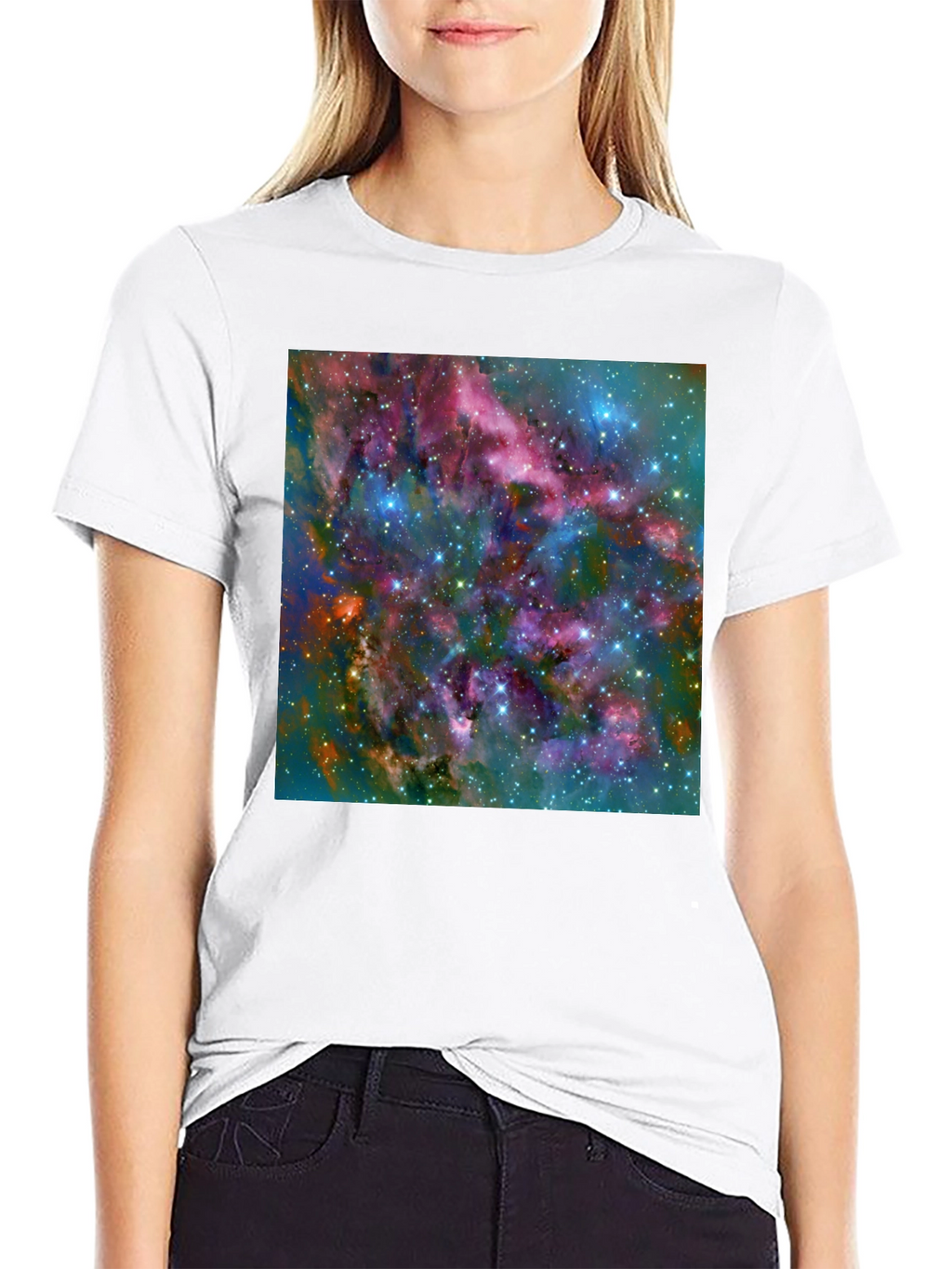 Nebula Space Print Black T-Shirt