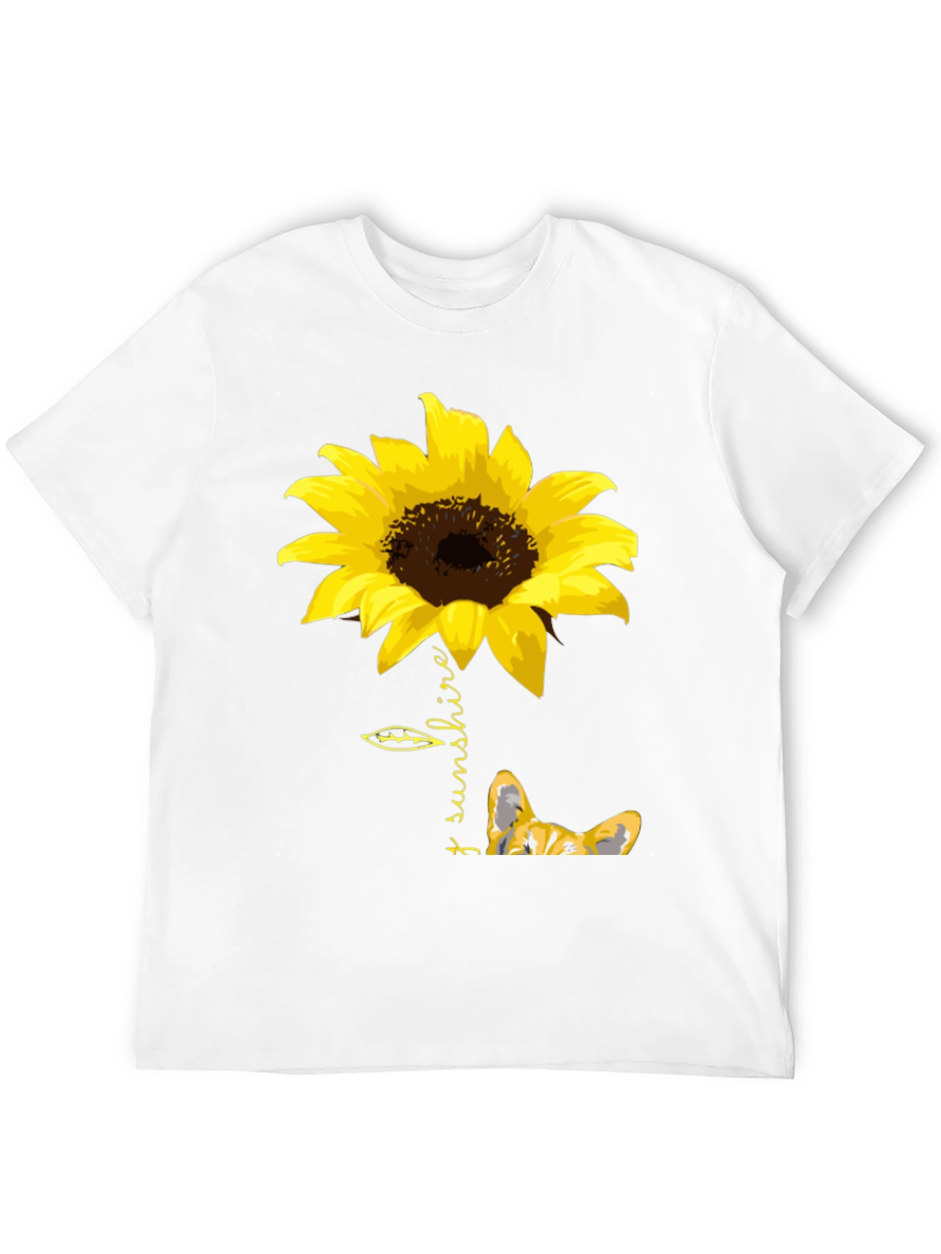 Sunflower Corgi Graphic Tee - Unisex Black T-Shirt