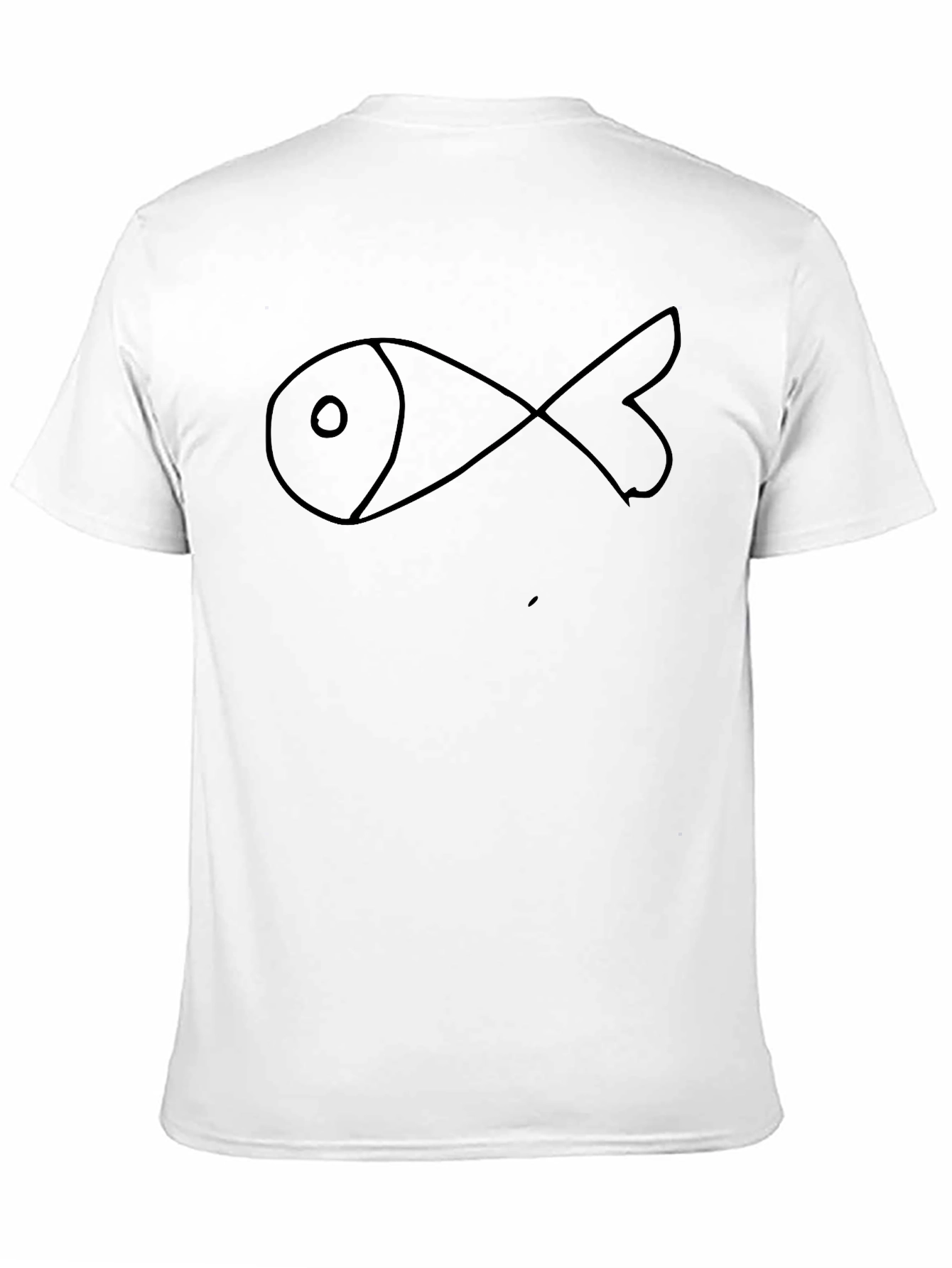 Simple Fish Outline Black T-Shirt