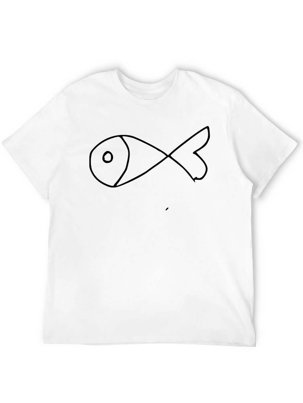 Simple Fish Outline Black T-Shirt