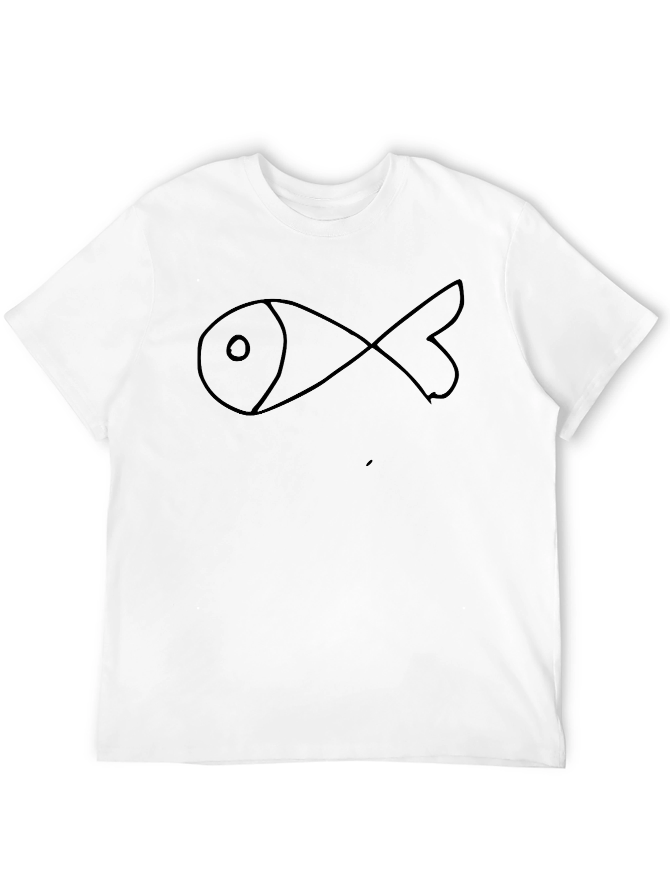 Simple Fish Outline Black T-Shirt