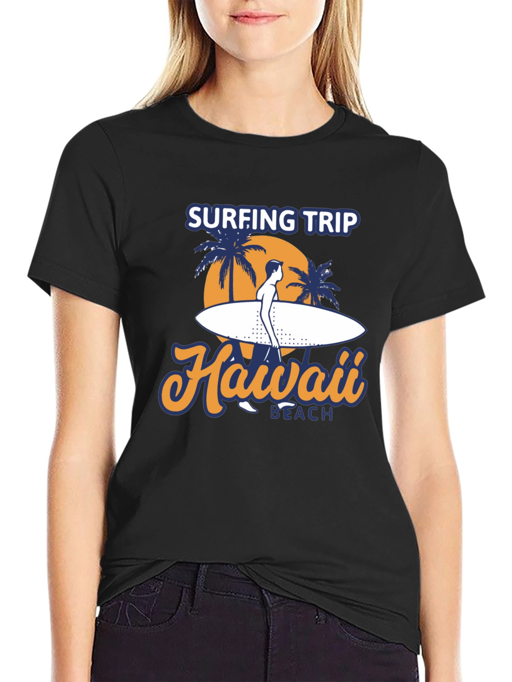 Hawaii Surfing Trip Graphic Tee - Black