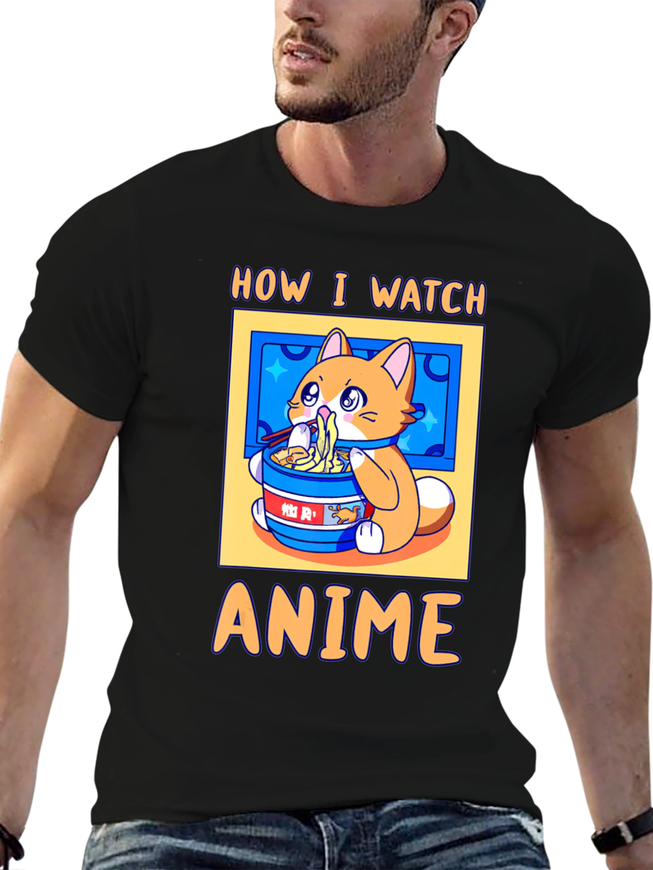 Anime Watching Cat T-Shirt