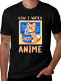 Anime Watching Cat T-Shirt
