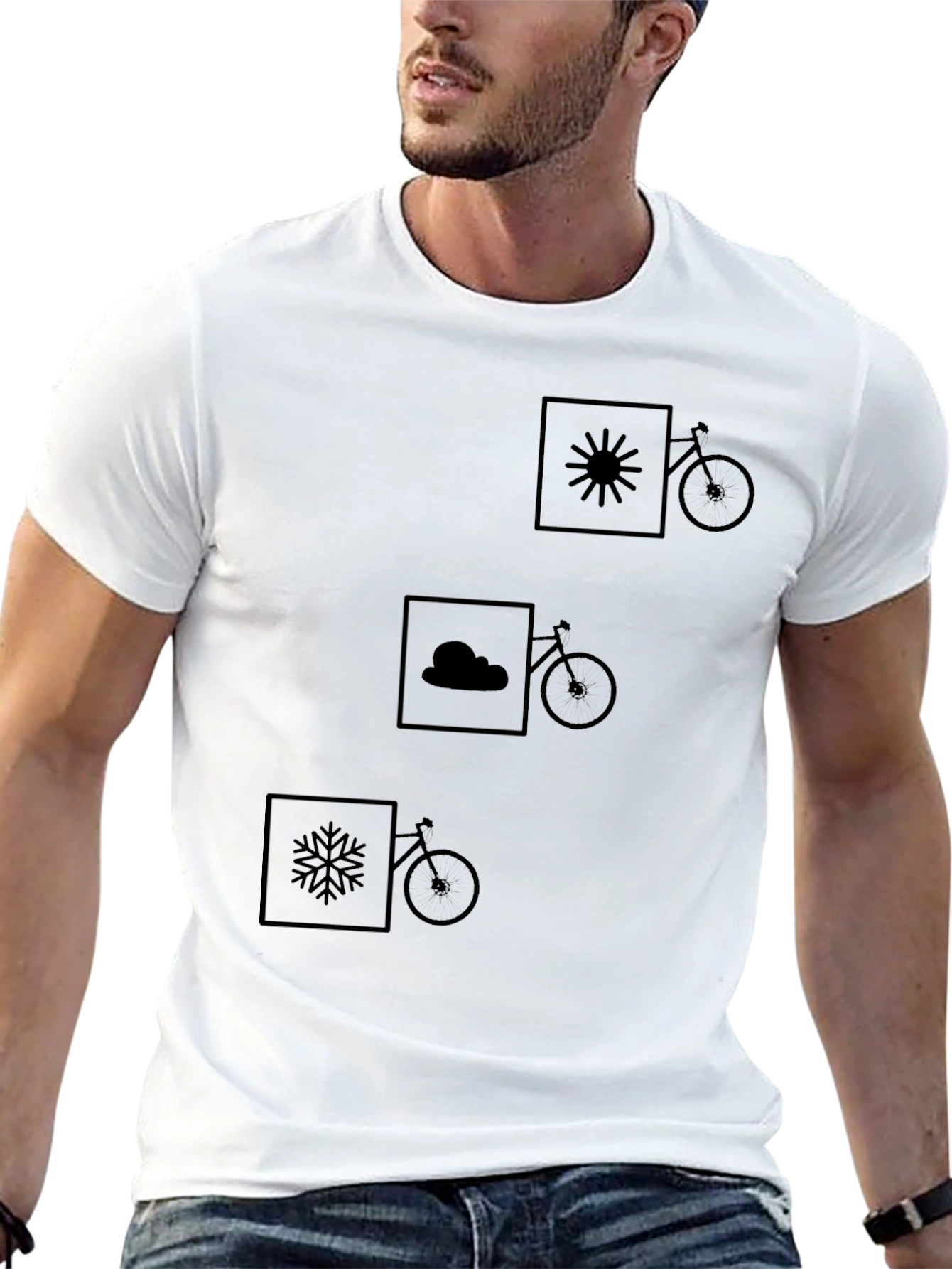 Weather & Bike Graphic Tee - Black Cotton Shirt