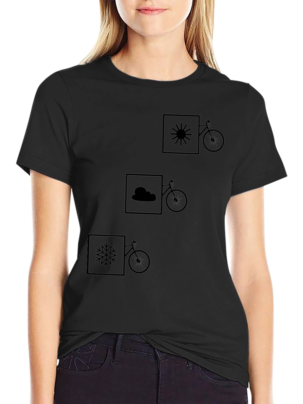 Weather & Bike Graphic Tee - Black Cotton Shirt