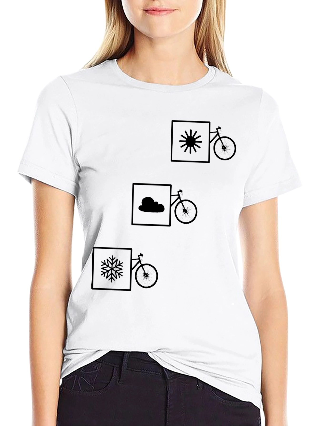 Weather & Bike Graphic Tee - Black Cotton Shirt