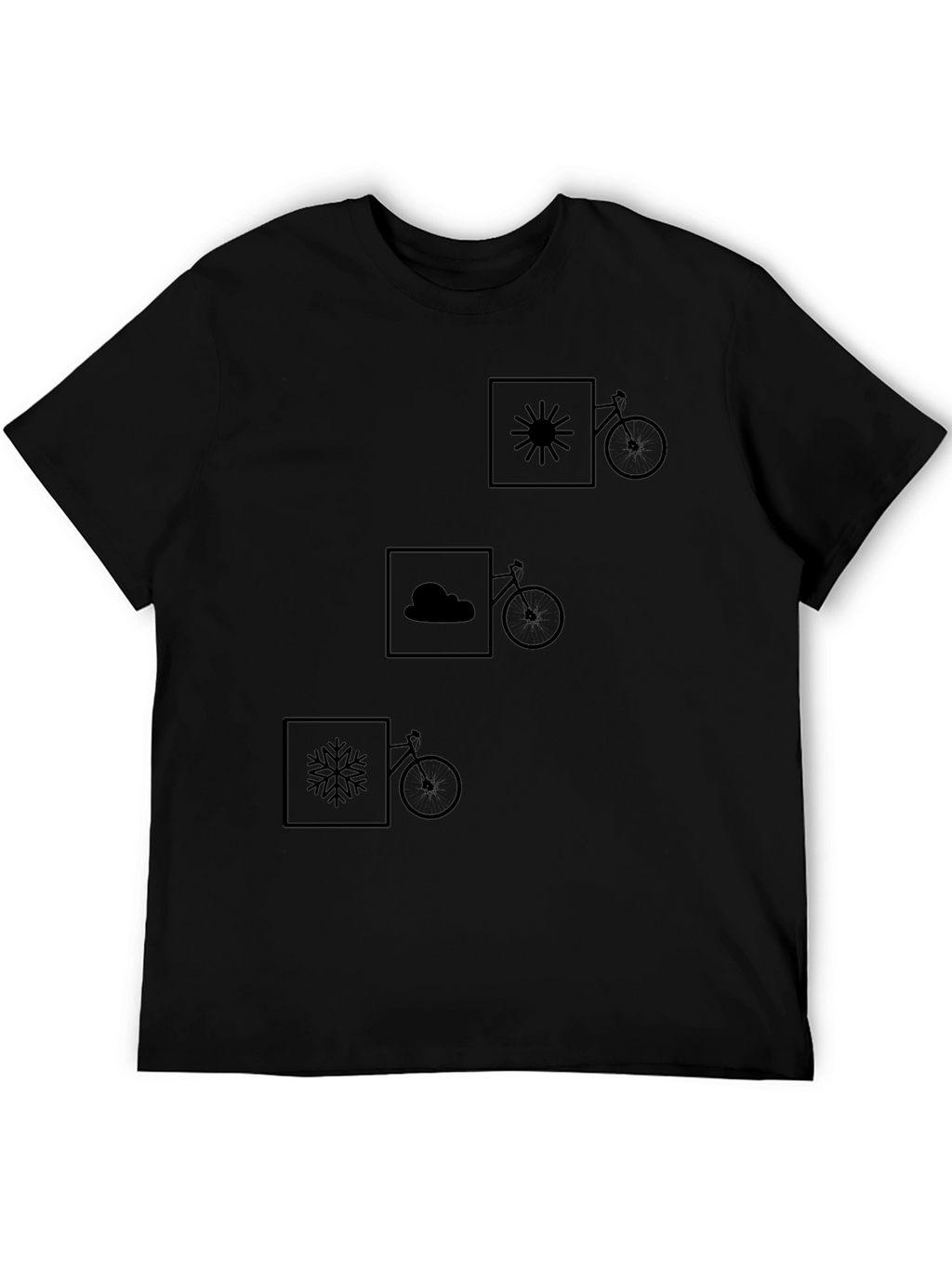 Weather & Bike Graphic Tee - Black Cotton Shirt