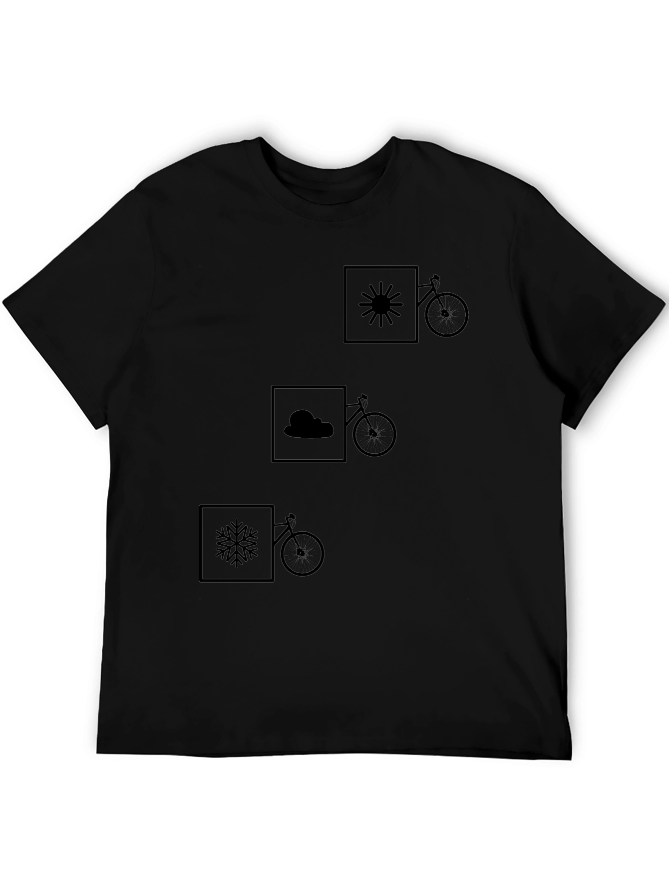 Weather & Bike Graphic Tee - Black Cotton Shirt