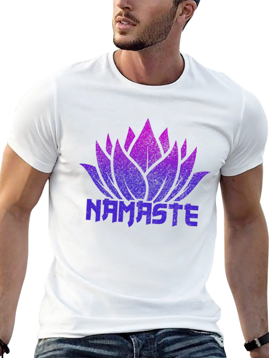Namaste Lotus Flower Graphic Black T-Shirt