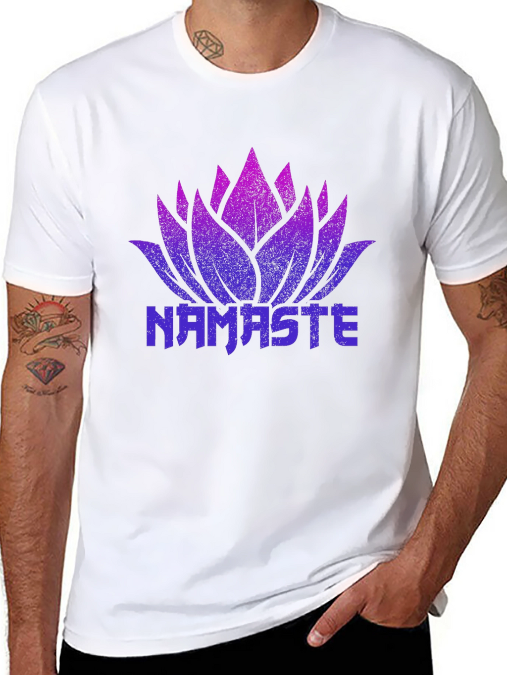 Namaste Lotus Flower Graphic Black T-Shirt