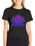 Namaste Lotus Flower Graphic Black T-Shirt