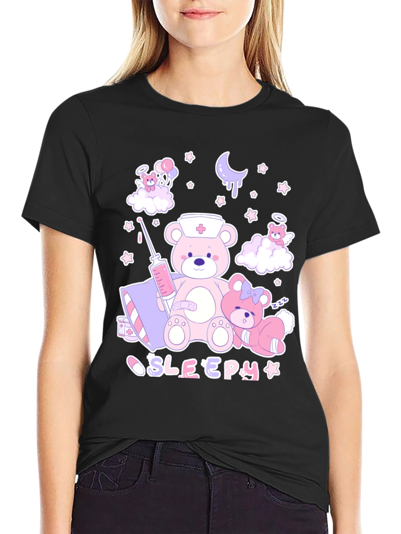 Kawaii Nurse Bear Graphic T-Shirt
