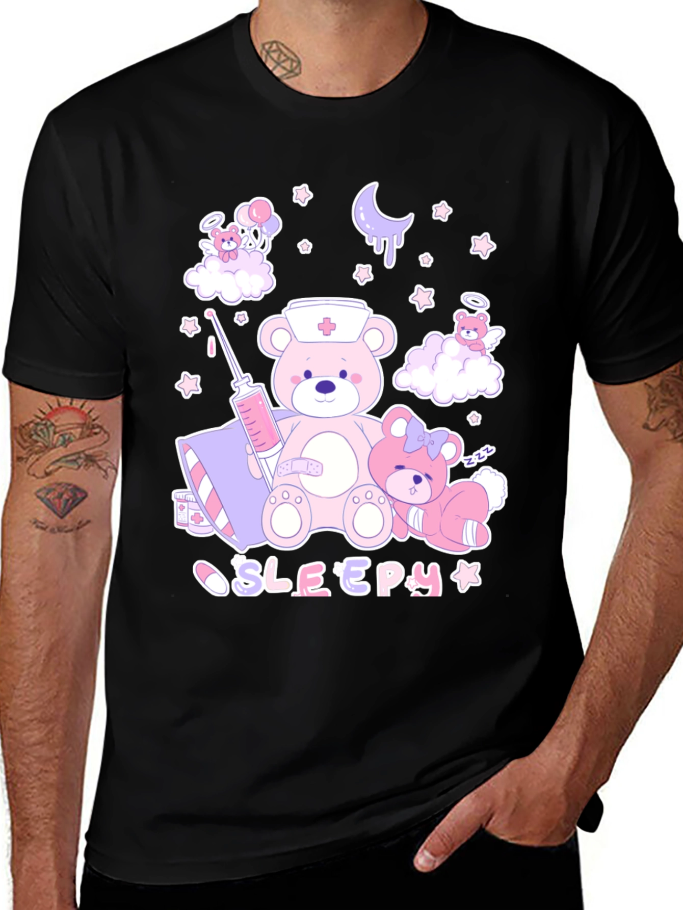 Kawaii Nurse Bear Graphic T-Shirt