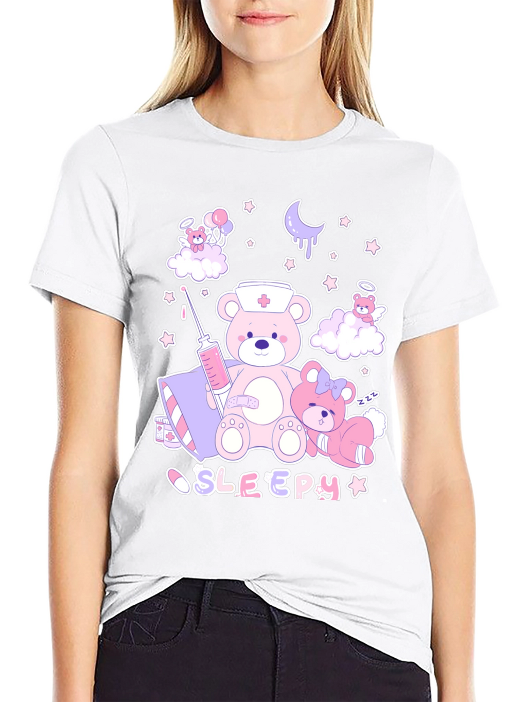 Kawaii Nurse Bear Graphic T-Shirt
