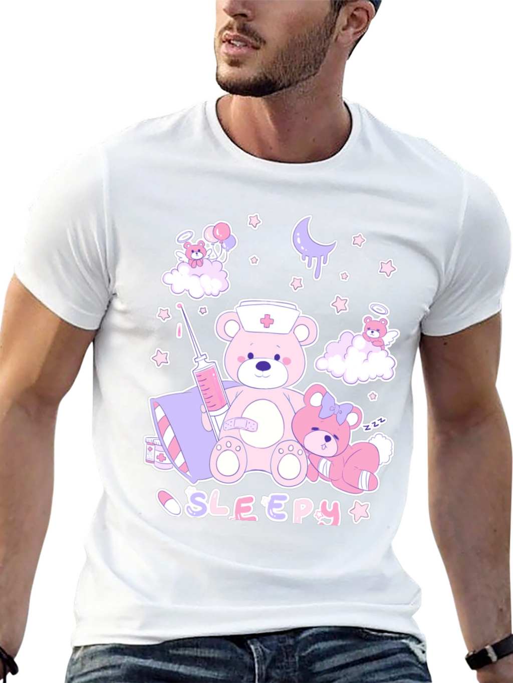 Kawaii Nurse Bear Graphic T-Shirt