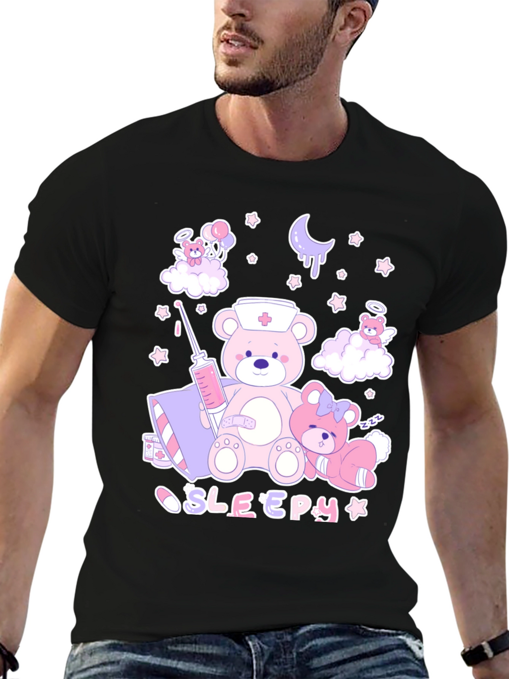 Kawaii Nurse Bear Graphic T-Shirt