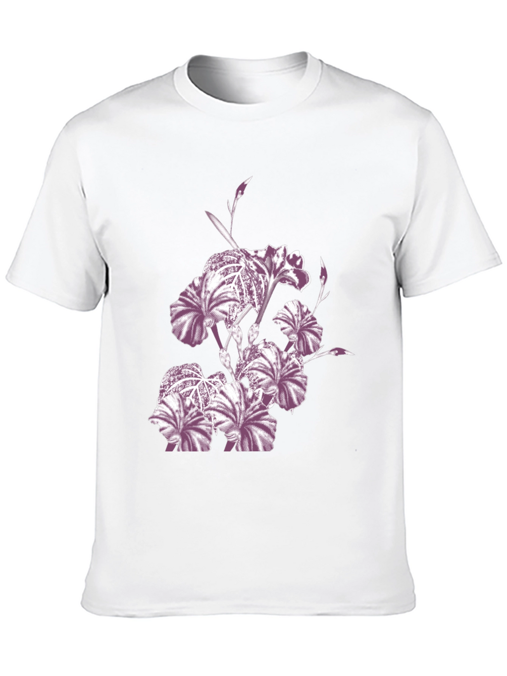Floral Iris Print Black Crew Neck T-Shirt