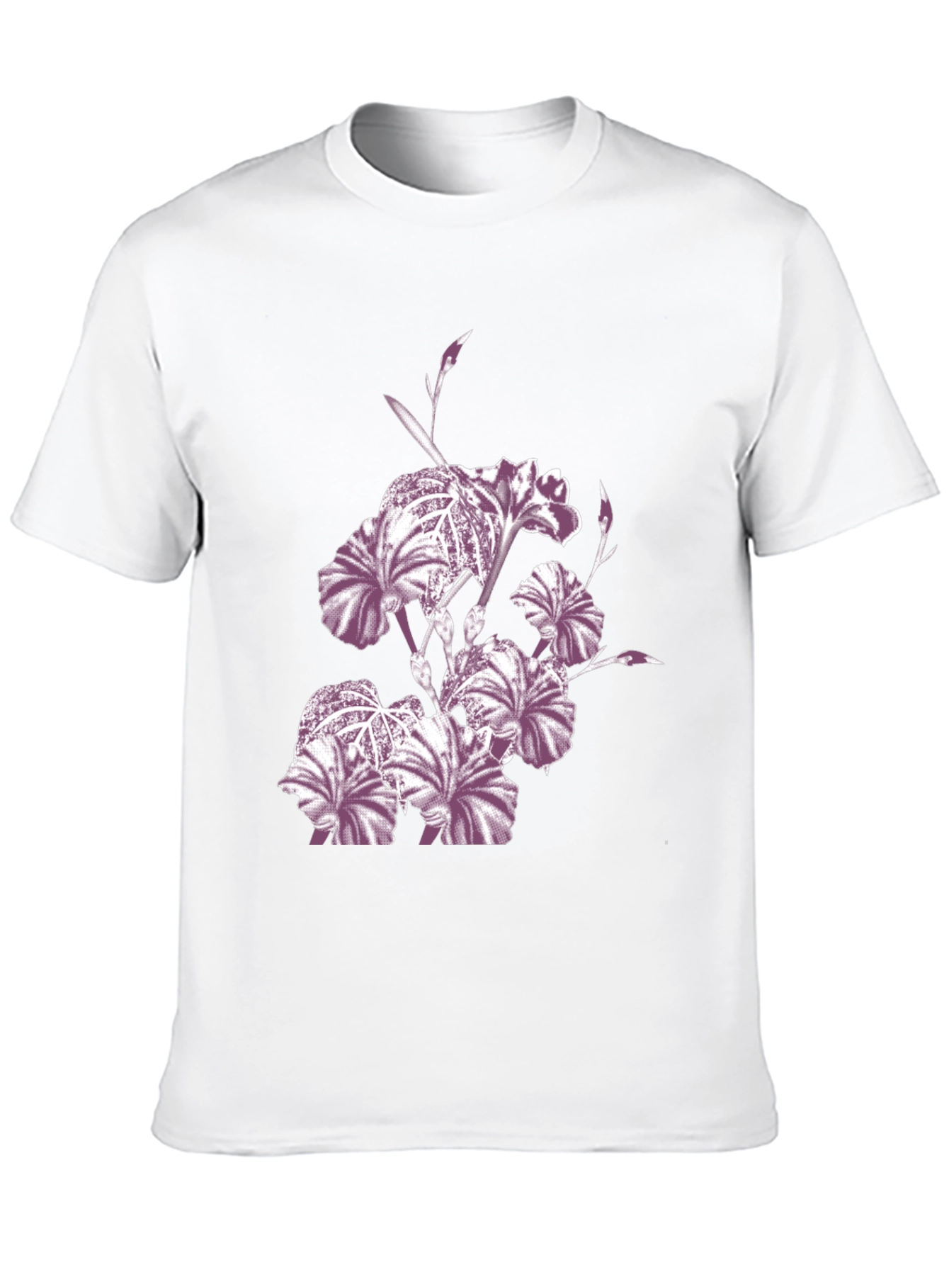 Floral Iris Print Black Crew Neck T-Shirt