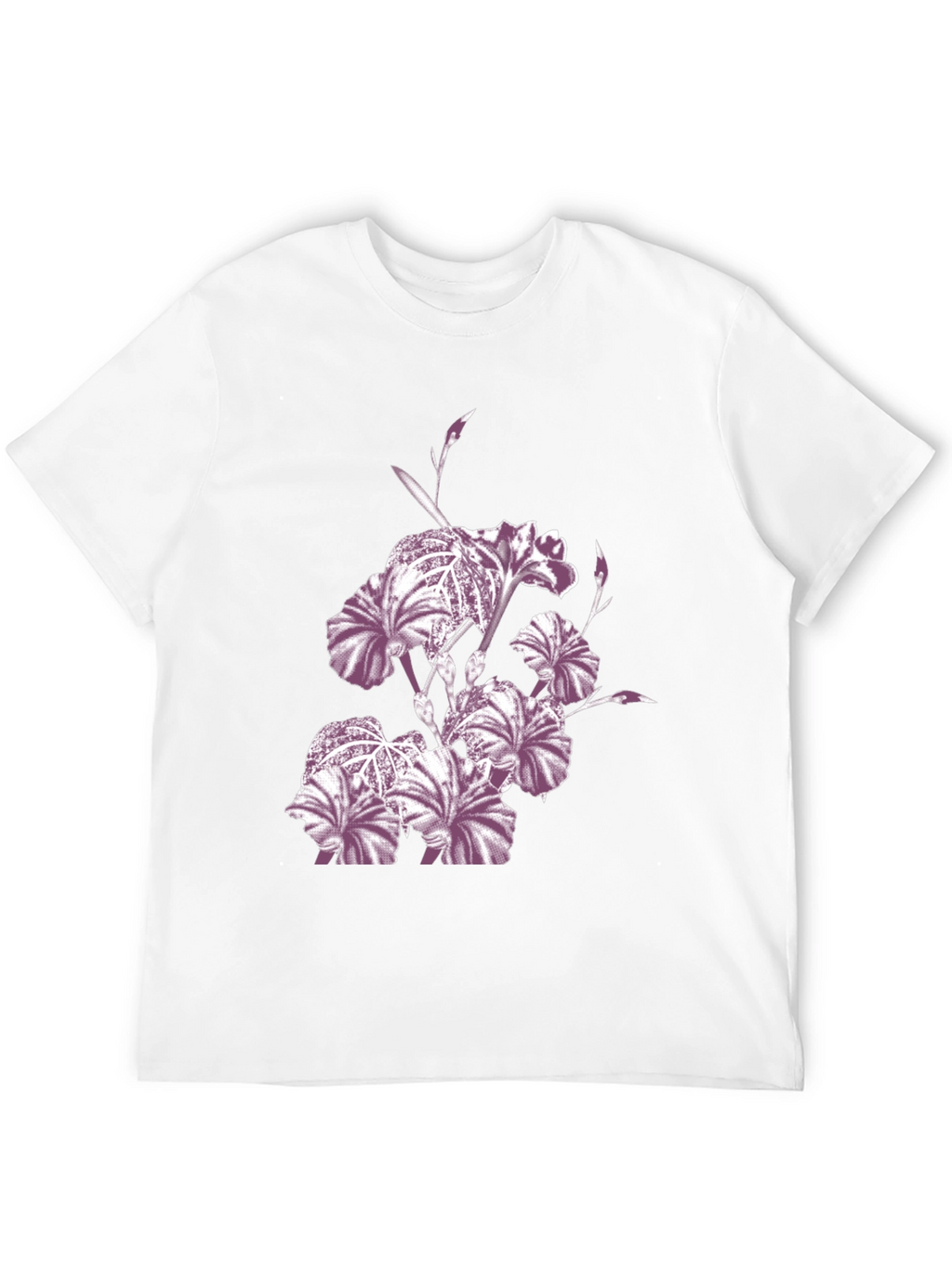 Floral Iris Print Black Crew Neck T-Shirt