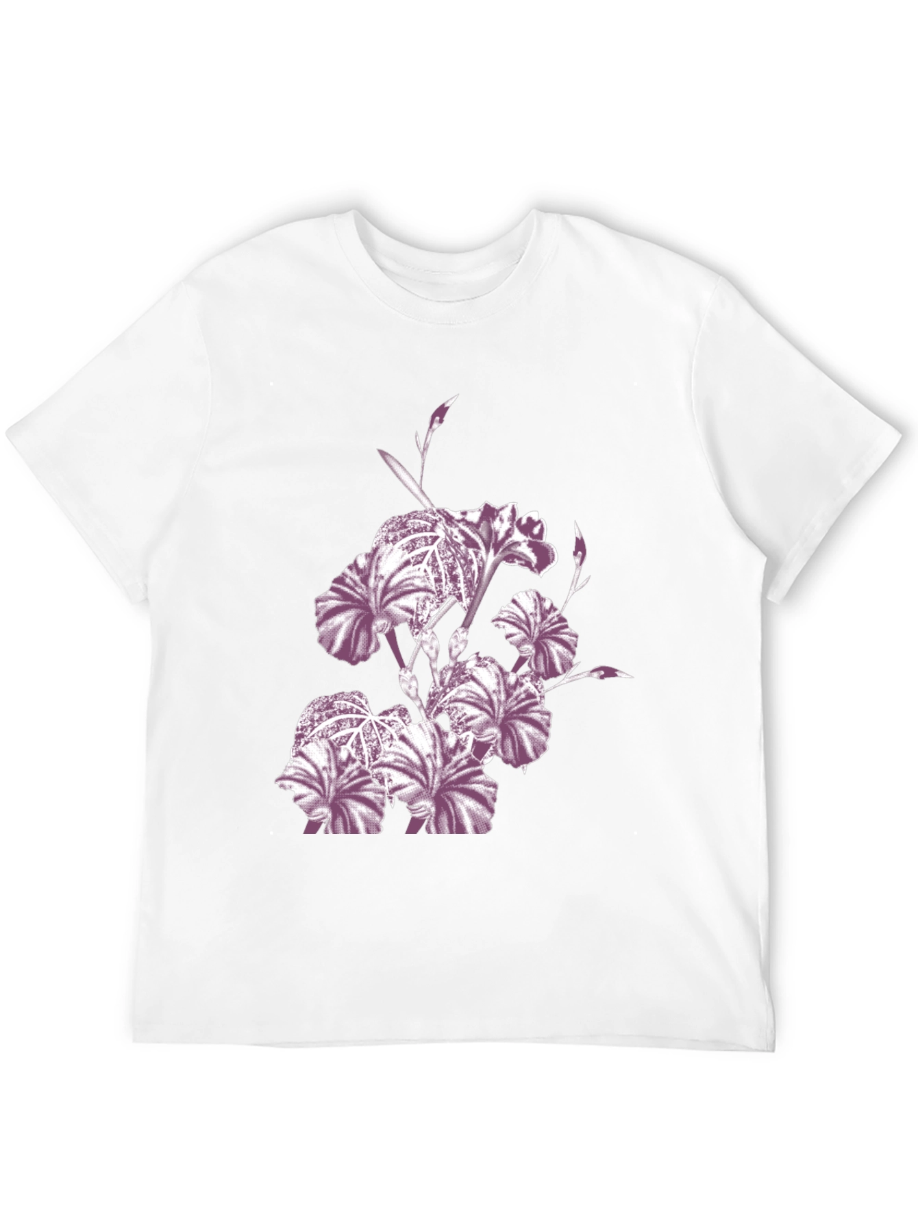 Floral Iris Print Black Crew Neck T-Shirt