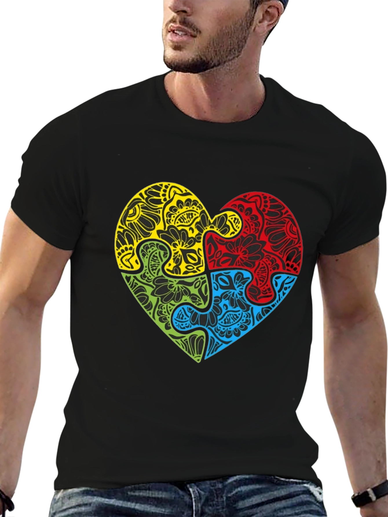Autism Awareness Puzzle Heart Graphic Tee