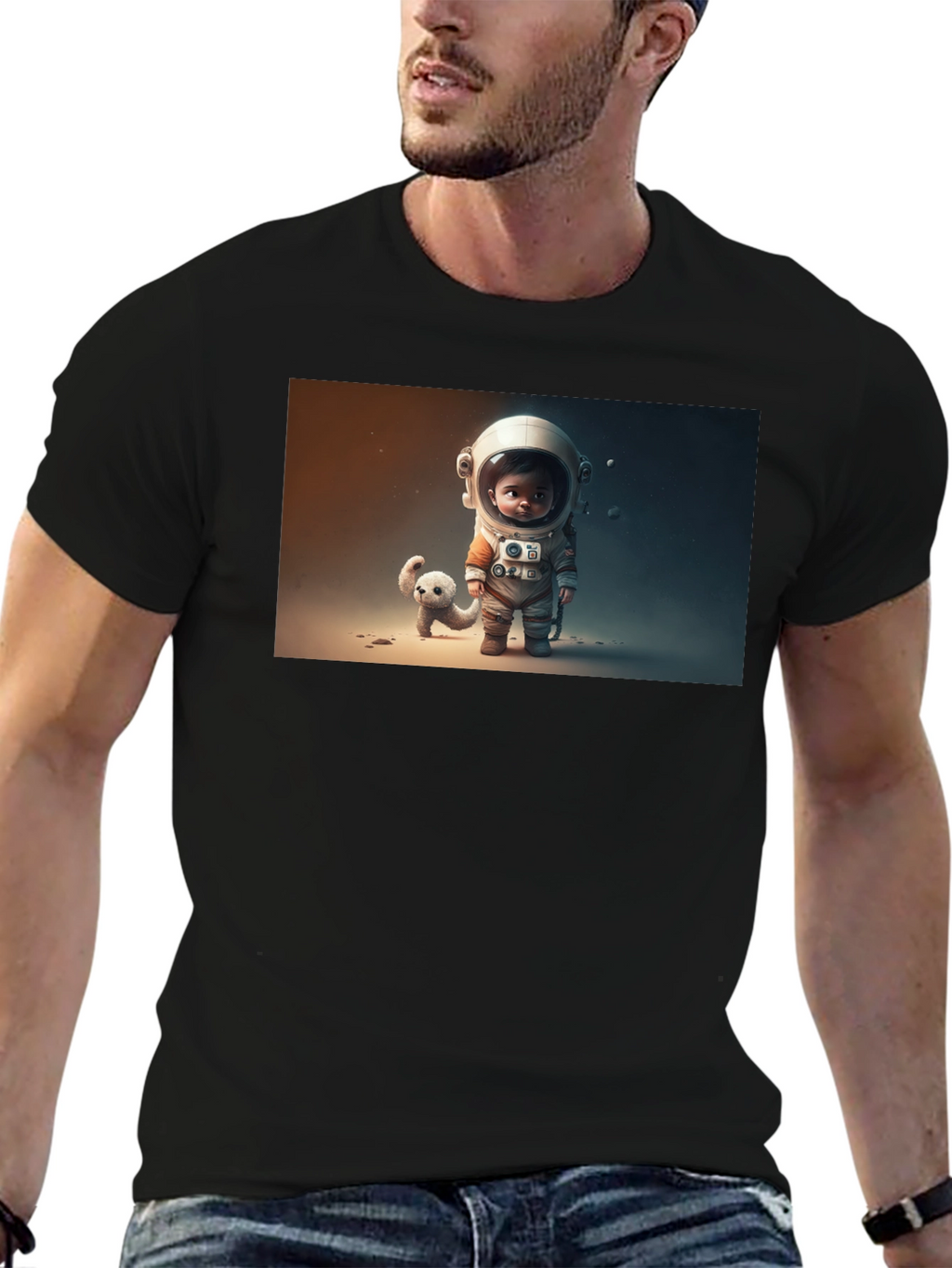 Astronaut & Friend Graphic Tee - Black