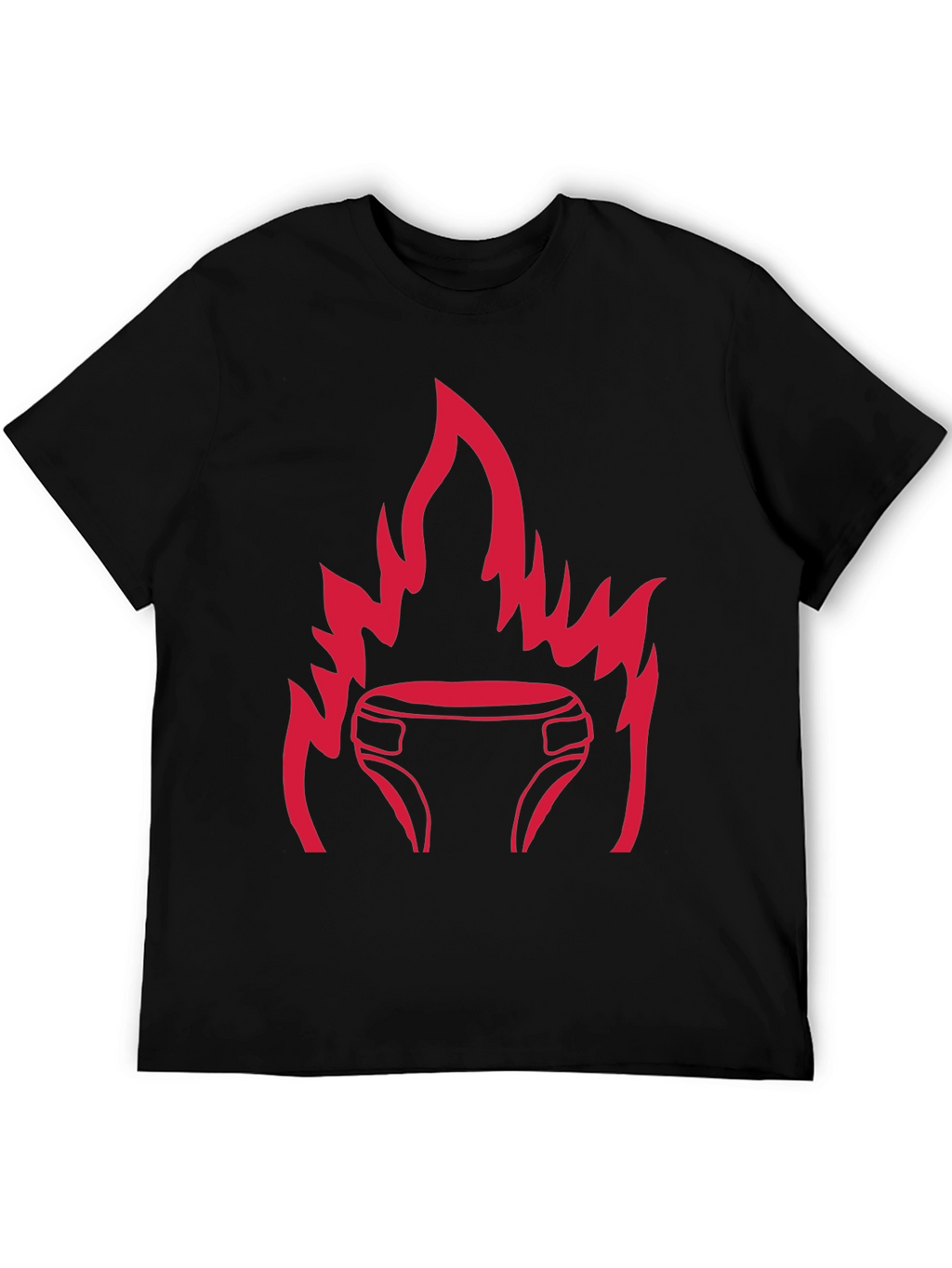 Black T-Shirt with Fiery Diaper Design