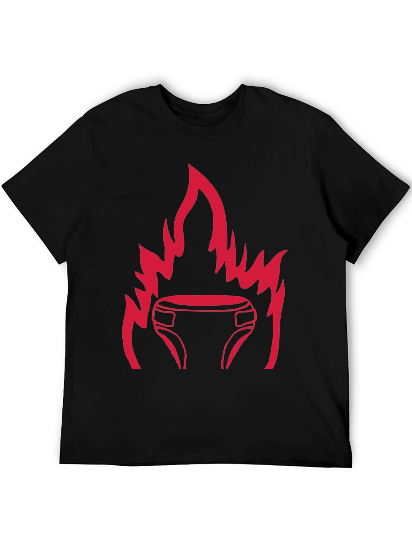 Black T-Shirt with Fiery Diaper Design