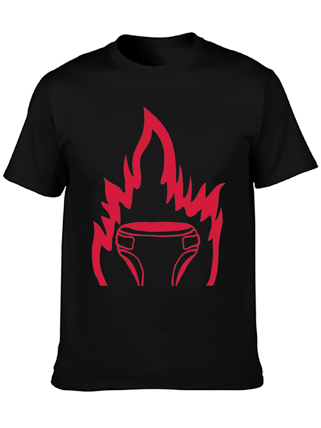 Black T-Shirt with Fiery Diaper Design