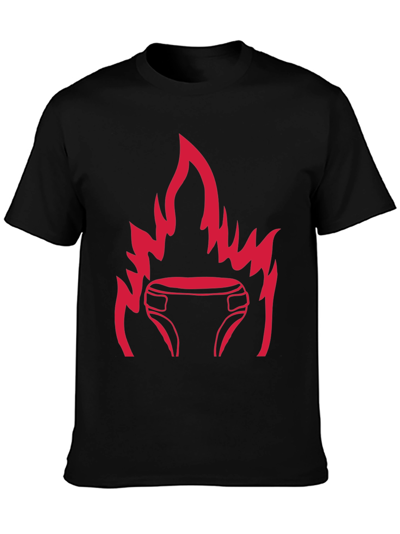Black T-Shirt with Fiery Diaper Design