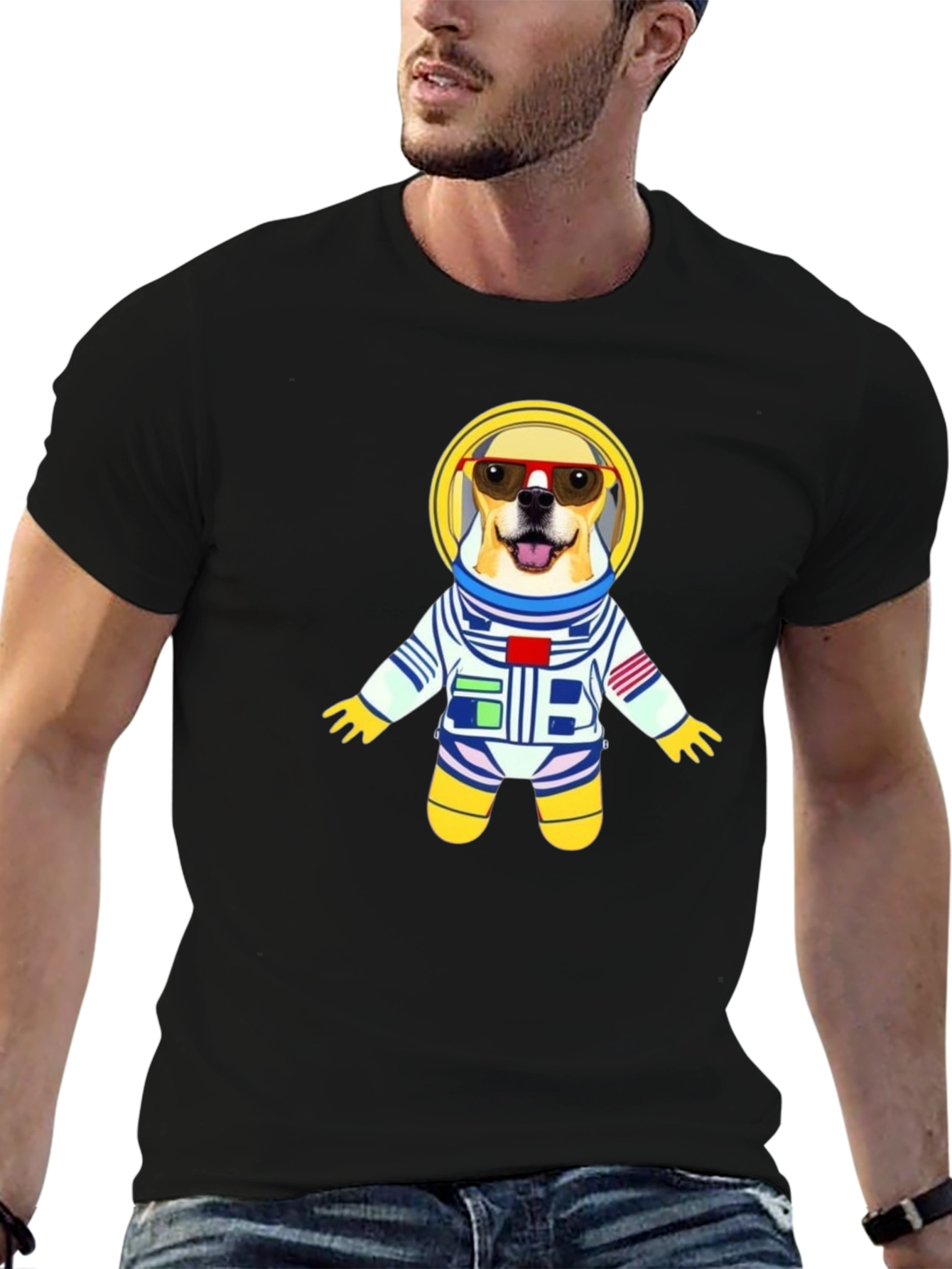 Dog Astronaut Graphic Tee - Cool Space Pup T-Shirt