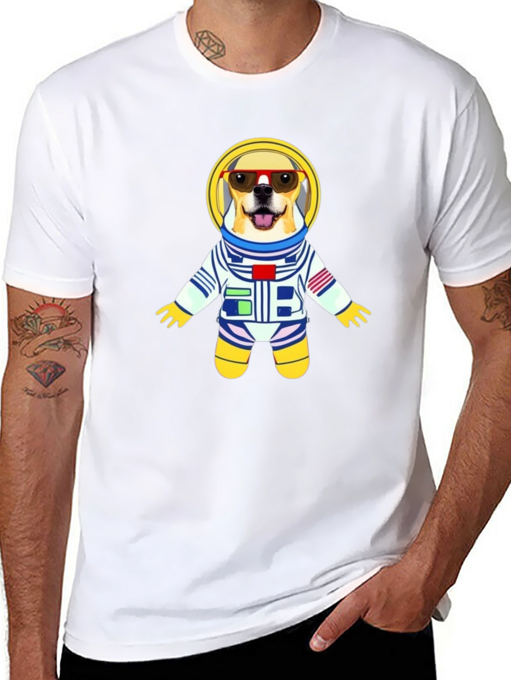 Dog Astronaut Graphic Tee - Cool Space Pup T-Shirt