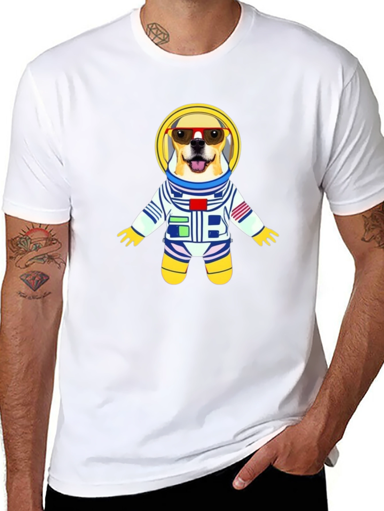 Dog Astronaut Graphic Tee - Cool Space Pup T-Shirt