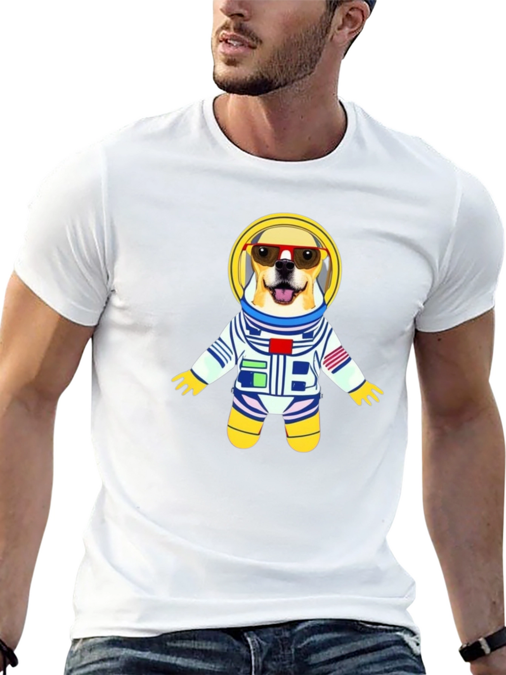 Dog Astronaut Graphic Tee - Cool Space Pup T-Shirt