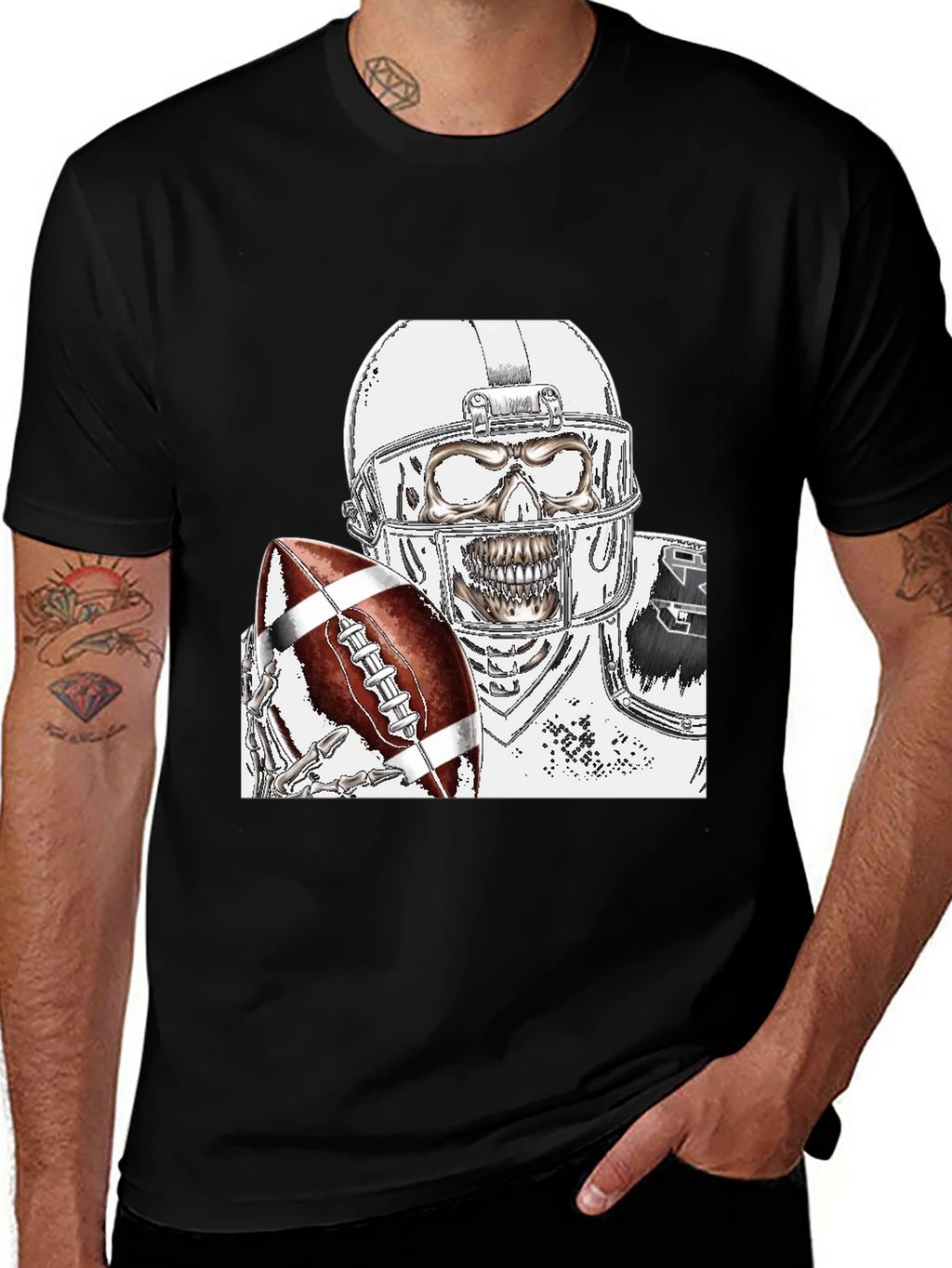Skeleton Football Player Graphic Tee