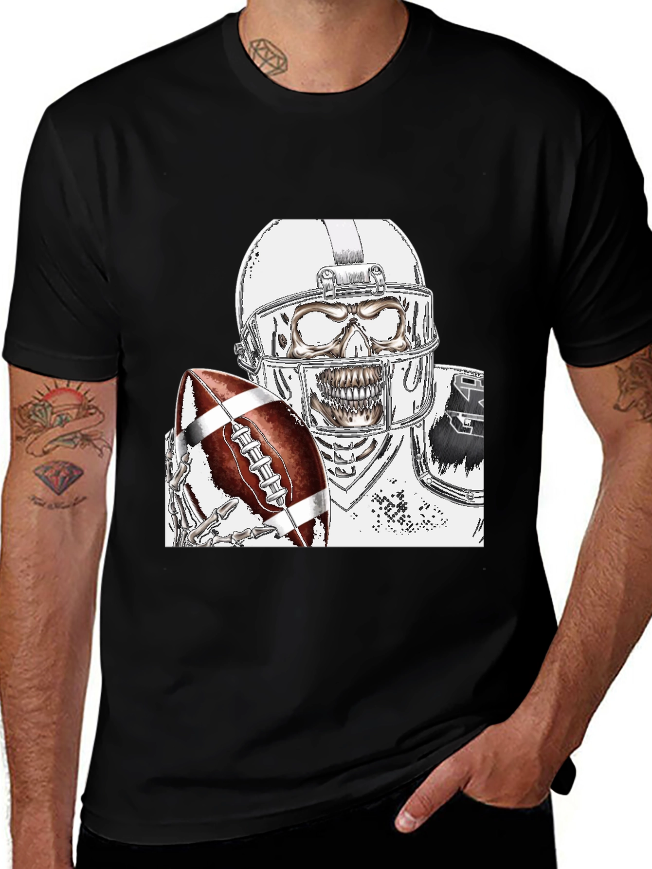 Skeleton Football Player Graphic Tee