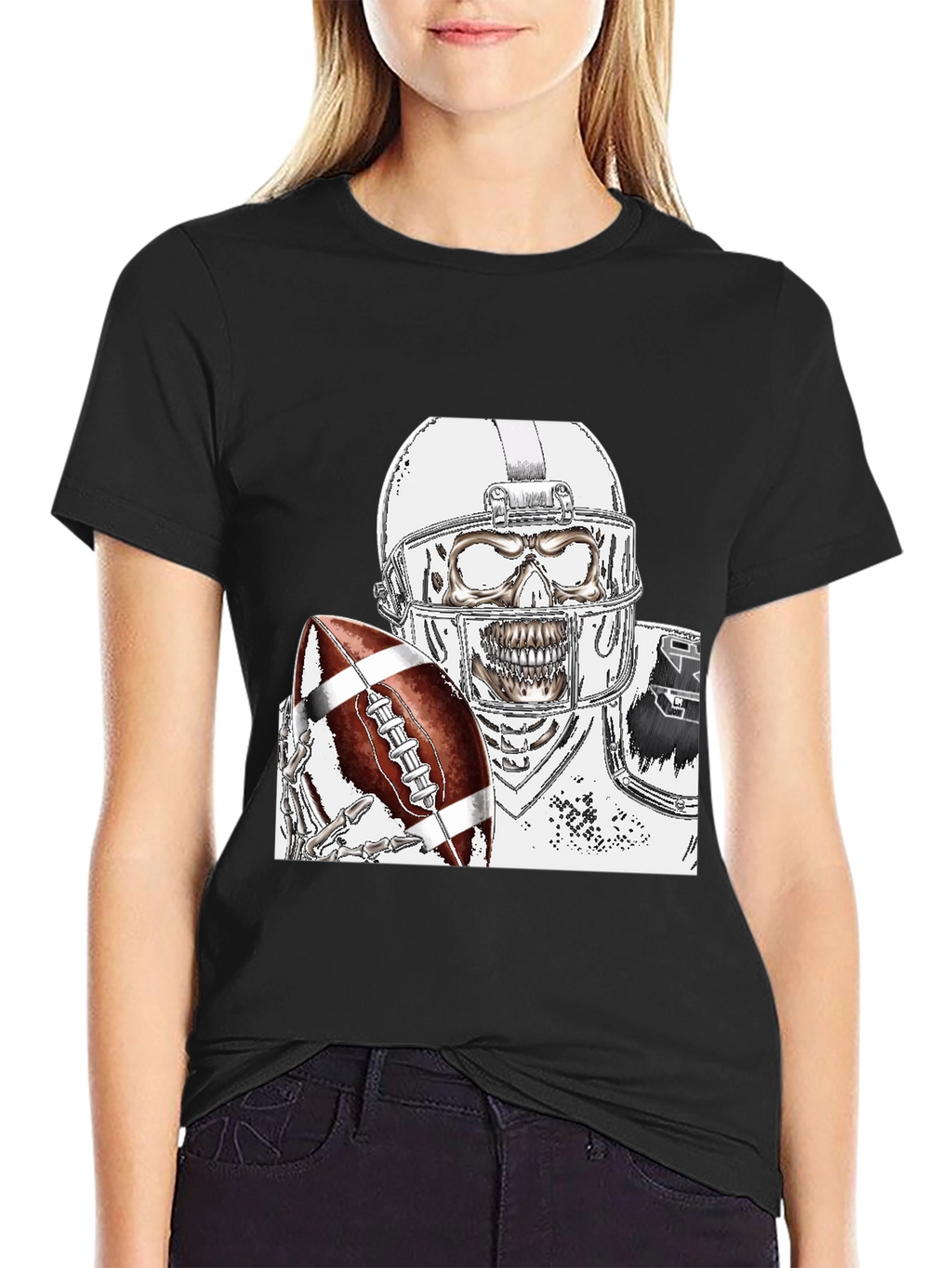 Skeleton Football Player Graphic Tee