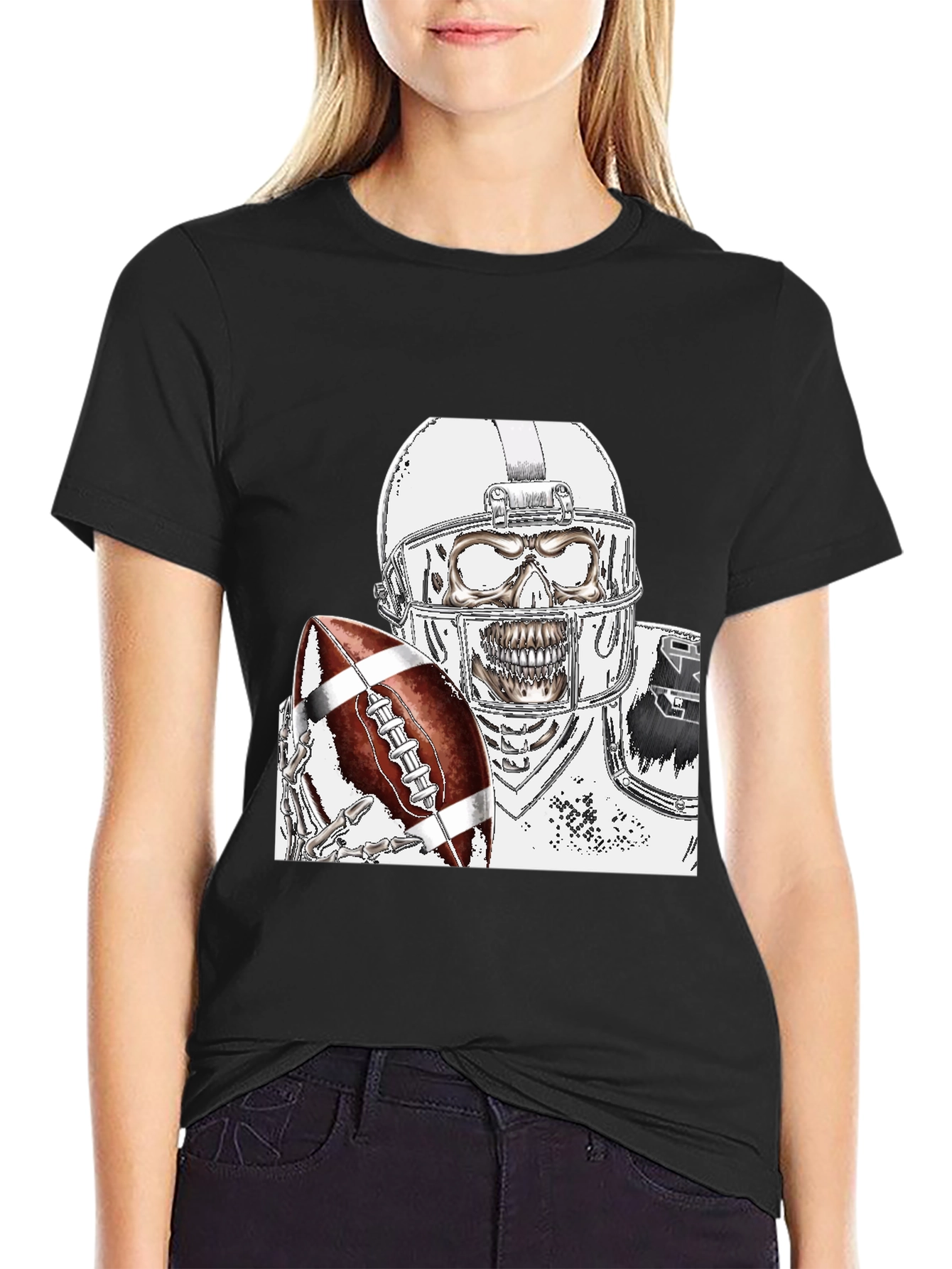 Skeleton Football Player Graphic Tee