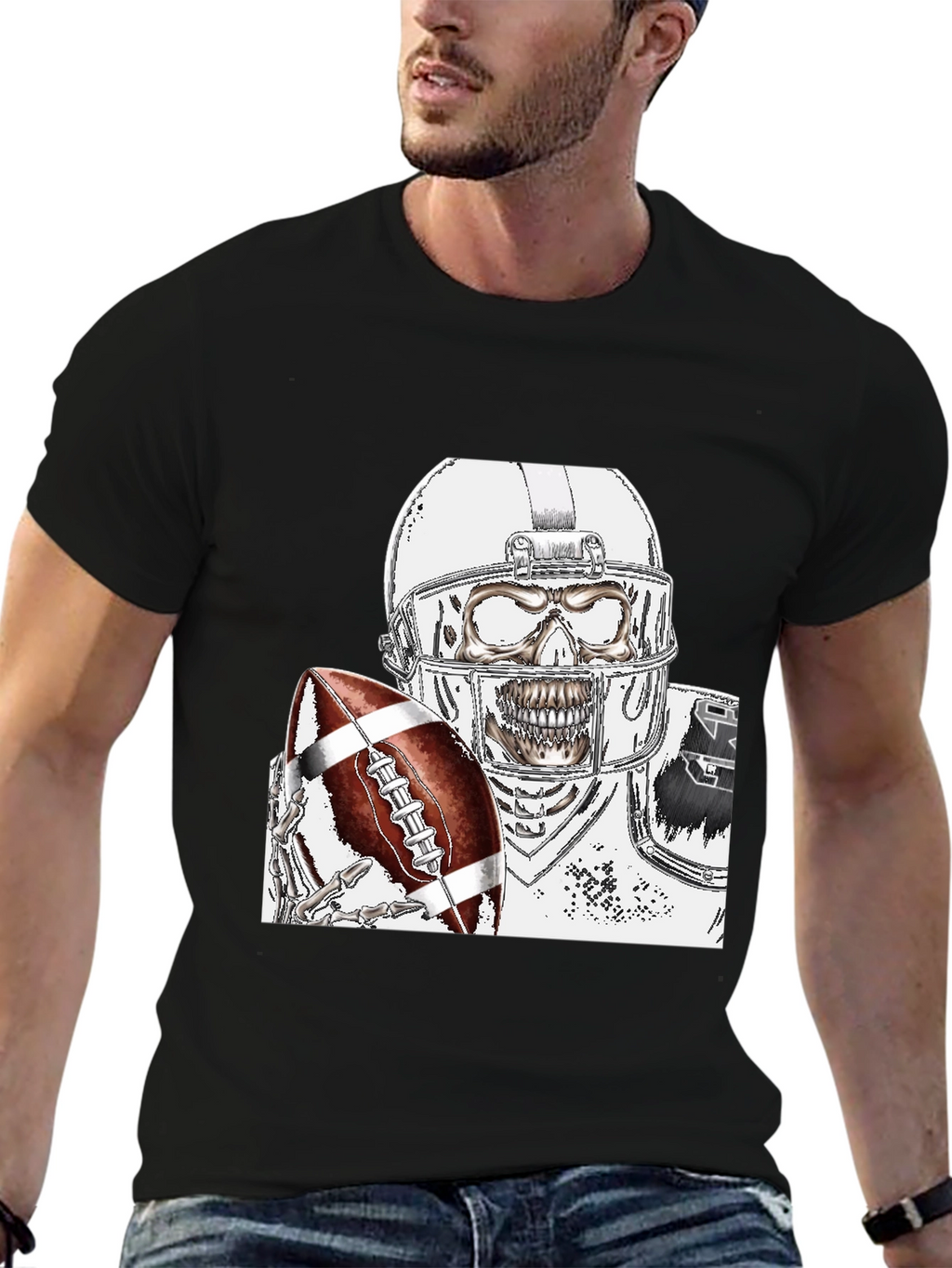 Skeleton Football Player Graphic Tee