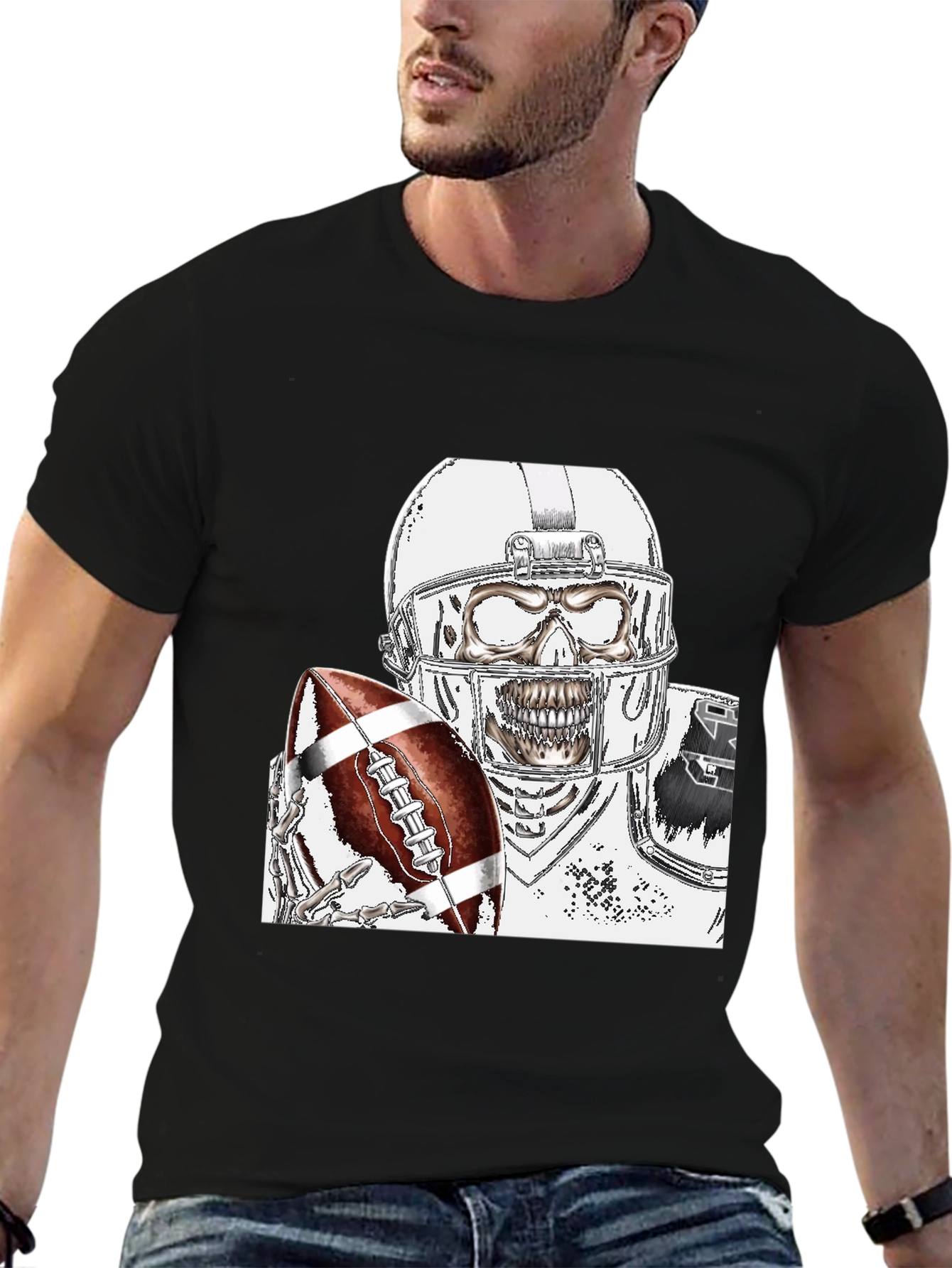 Skeleton Football Player Graphic Tee