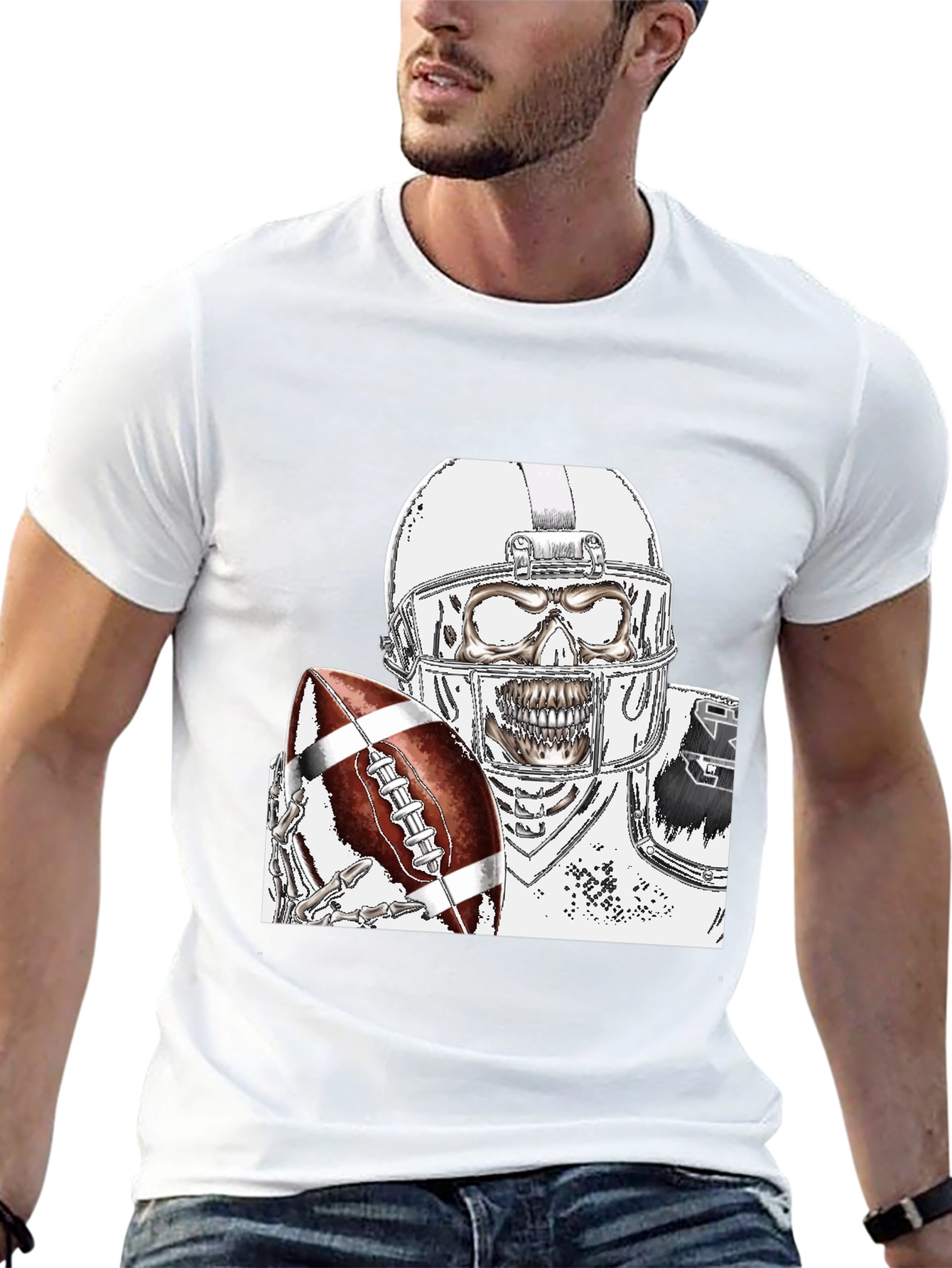 Skeleton Football Player Graphic Tee