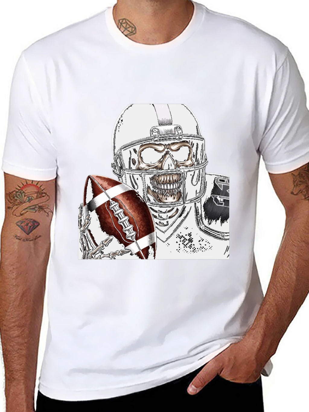 Skeleton Football Player Graphic Tee