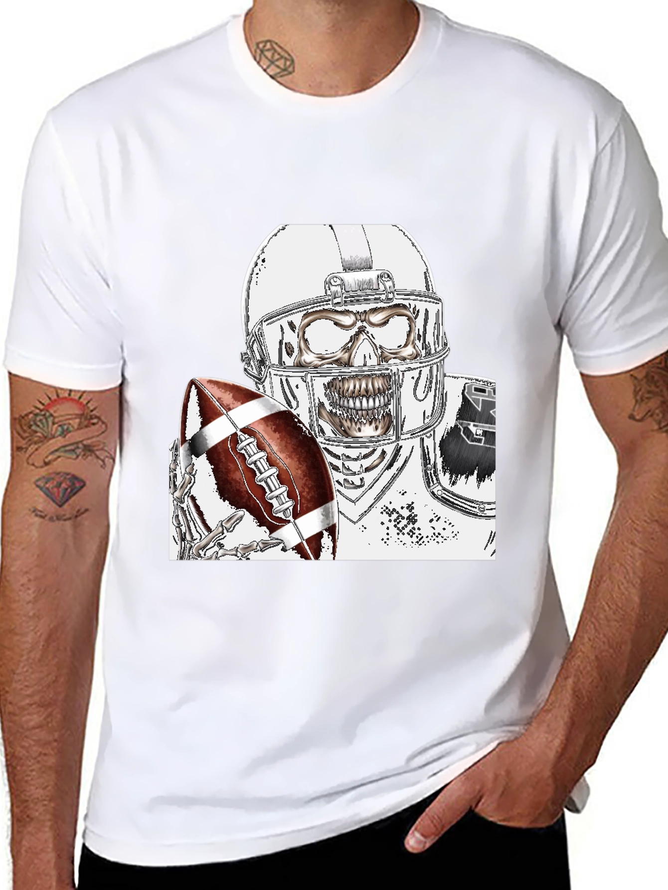 Skeleton Football Player Graphic Tee