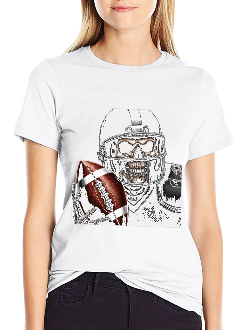 Skeleton Football Player Graphic Tee