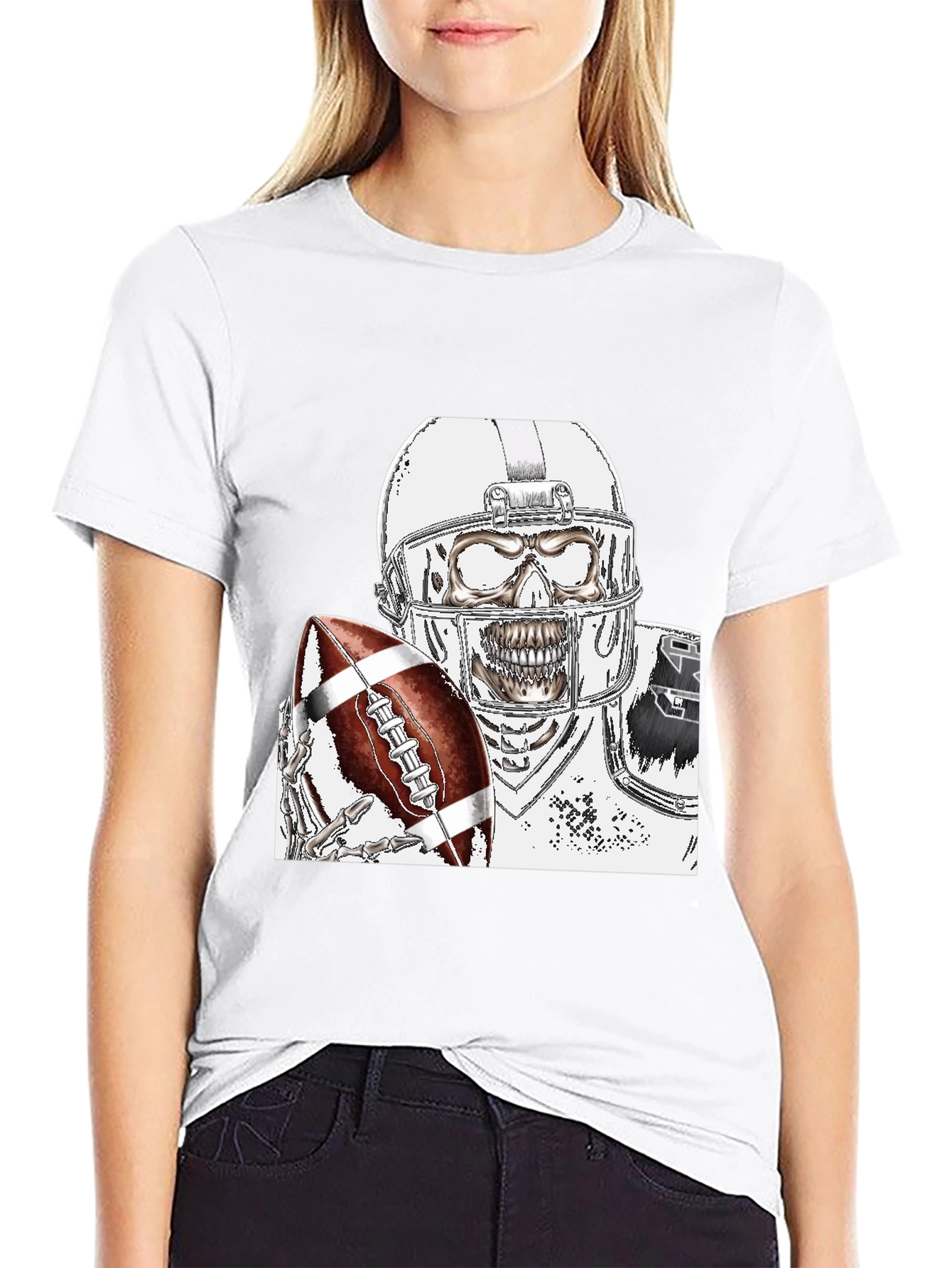 Skeleton Football Player Graphic Tee